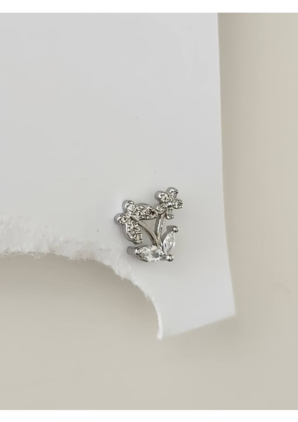 Kelebek Çiçek Model Kıkırdak Piercing Tragus Helix Gümüş Renk Küpe modelleri
