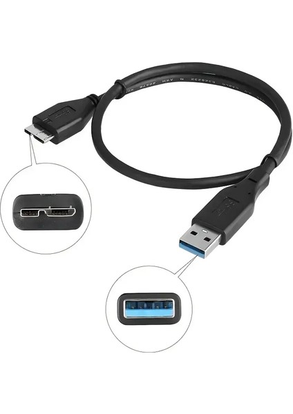 USB 3.0 Taşınabilir HDD Harddisk Hard Disk Kablosu, Micro USB -B, Yüksek Hızlı Veri Aktarımı (1 Metre)