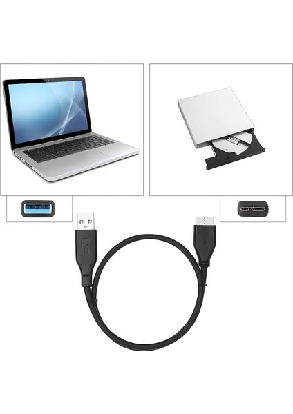 USB 3.0 Taşınabilir HDD Harddisk Hard Disk Kablosu, Micro USB -B, Yüksek Hızlı Veri Aktarımı (1 Metre)