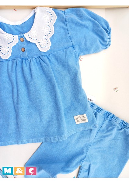 Kız Çocuk Ikili Takım Alt Üst Kot Jeans Mavi Takım 2-3-4-5 Yaş modelleri