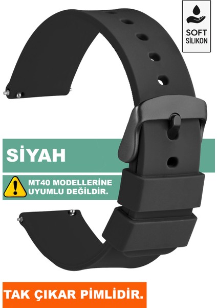 Tcl Movetime MT42-MT42X Family Saat Uyumlu Siyah Renk Siyah Tokalı Silikon Saat Kordonu 71SYH fiyatları