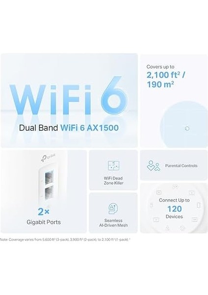 Deco X10(3-PACK), AX1500 Mbps, 520 M²&apos;ye Kadar Kapsama Alanı, 120 Cihaza Kadar Bağlantı, Gigabit Portlu, Mobil Uygulama ile Kolay Kurulum,yapay Zeka Destekli Wi-Fi 6 Mesh Sistemi modelleri