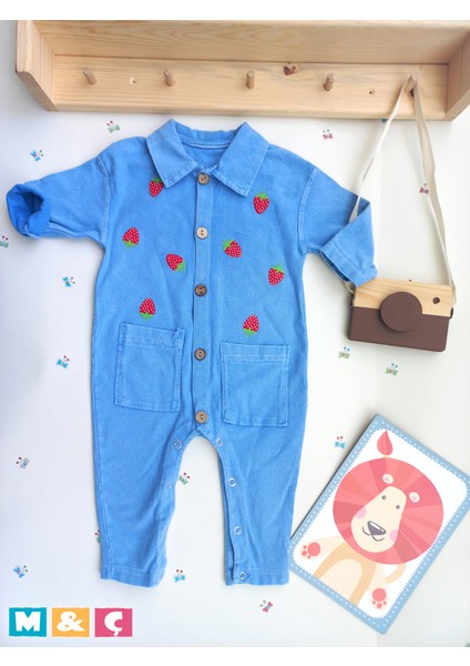 Uzun Kollu Kız Erkek Bebek Çocuk Pamuklu Kot Salopet Jean Bebek Çilekli Tulum fiyatları