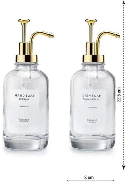 Home 500 ml Cam Sıvı Sabunluk ve Losyonluk, Yüksek Krom Başlık, Şık Tasarım, Çok Amaçlı Kullanım Için Ideal: Kahve Şurubu, Sıvı Yağ, Sirke, Losyon ve Sıvı Sabun (Gold, Yuvarlak) fiyatları