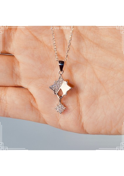 925 Ayar Gümüş Yıldız Taşlı Model Kolye Zirkon Taşlı Su Yolu Rodyum Kaplama modelleri