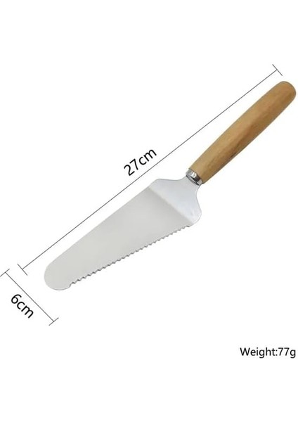 Home Tırtık Kenarlı Üçgen Mutfak Spatulası,pasta,pizza ve Mutfak Için Spatula,pasta Pastacılık Ahşap Saplı Paslanmaz Çelik Spatula