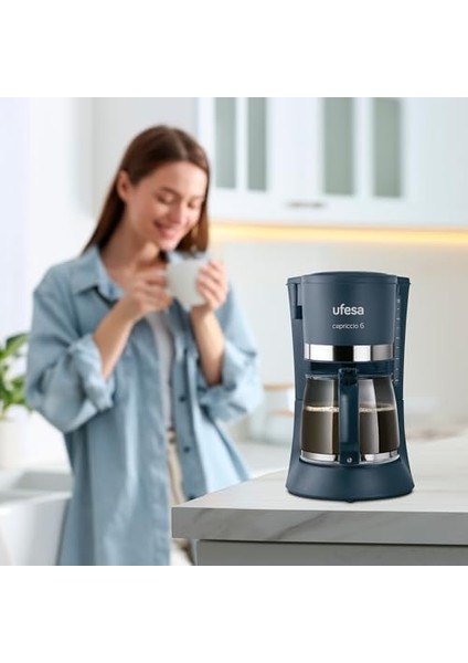 Filtre Kahve Makinesi CG7114 Capriccio, 6 Fincan, 600 W, 0.6 L, Kalıcı Filtre, Damlama Durdurma, Otomatik Kapanma, Siyah