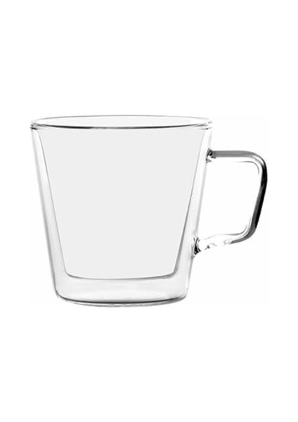 Çift Katmanlı Cam Kupa Bardak 150 ml Lüx Çift Cidarlı Kupa - Termos Bardak - Iki Duvarlı Yapısı ile Uzun Süre Sıcak-Soğuk Tutma Özelliği, Kulplu Kahve Espresso Bardağı Brosilikat Double Layer Cup