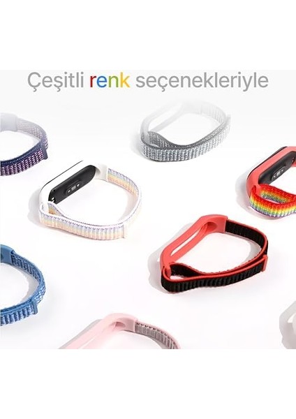 Xiaomi Mi Band 7/6/5/4 Ile Uyumlu Tam Kaplayan Silikon Çerçeveli Bilek Kalınlığına Göre Ayarlanabilen Hafif ve Bileği Rahatsız Etmeyen Kaliteli Hasır Örme Kumaş Kordon modelleri