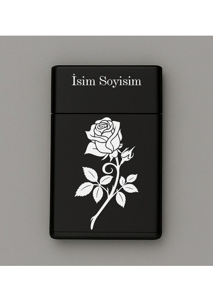 Çiçek Gül Desenli Metal Sigara Tabakası – Kişiye Özel Isimli Tütün Kutusu Hediyelik