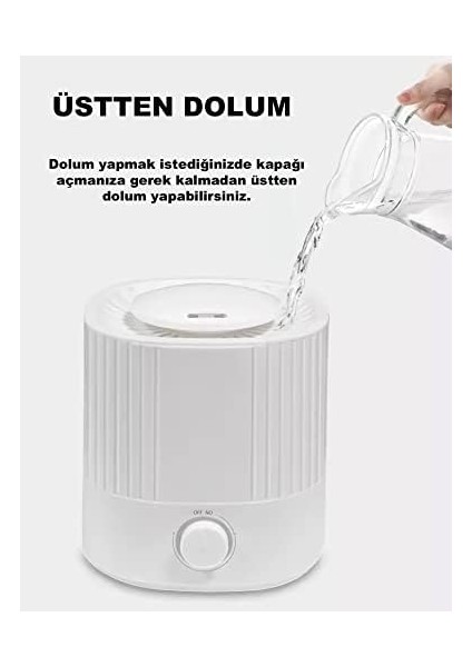 2.5 Lt Hava Nemlendirici Buhar Makinesi Ultrasonik Difüzör Oda Nemlendirici Hava Nemlendiricisi Ortam Nemlendirici 7 Renkli Ledli Nemlendirici (Beyaz) fiyatları