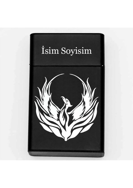 Anka Kuşu Desenli Metal Sigara Tabakası – Kişiye Özel Isimli Tütün Kutusu Hediyelik 2