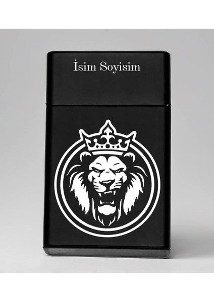 Aslan Desenli Metal Sigara Tabakası – Kişiye Özel Isimli Tütün Kutusu Hediyelik M10
