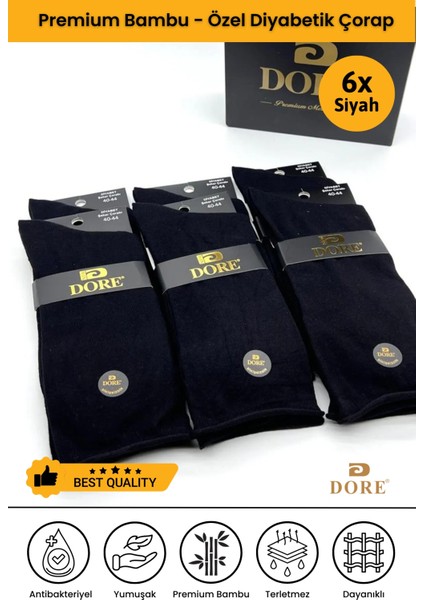 Orijinal Erkek 6 Çift Premium Bambu Diyabetli Lastiksiz Dikişsiz Uzun Soket Çorap 6'lı Set