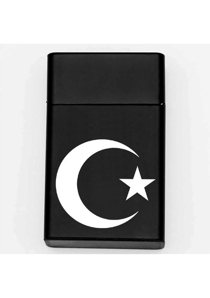 Ay Yıldız Desenli Metal Sigara Tabakası – Kişiye Özel Isimli Tütün Kutusu Hediyelik fiyatları