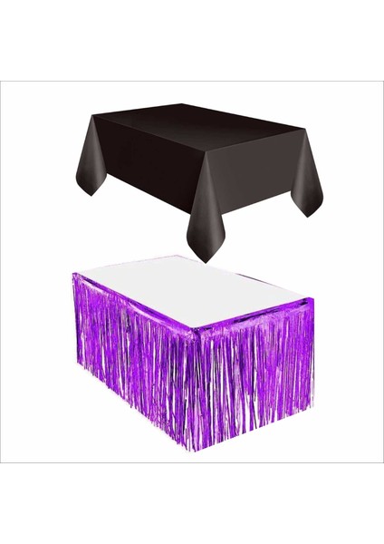 Siyah Masa Örtüsü, Mor Masa Eteği, 1 Adet Mor Arka Fon, 1 Adet Siyah Arka Fon fiyatları