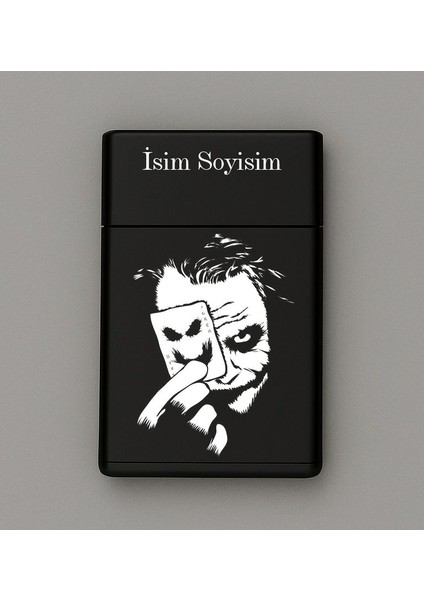 Joker Desenli Metal Sigara Tabakası – Kişiye Özel Isimli Tütün Kutusu Hediyelik M25