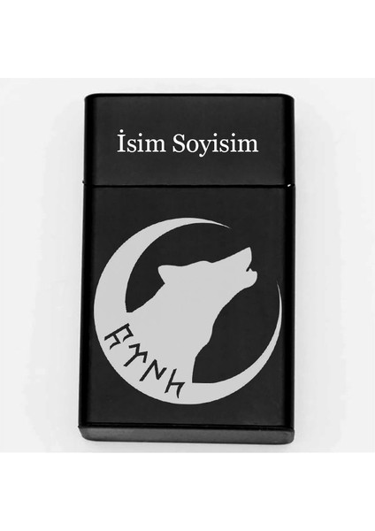 Kurt Desenli Metal Sigara Tabakası – Kişiye Özel Isimli Tütün Kutusu Hediyelik M58