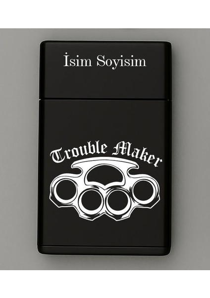 Trouble Maker Desenli Metal Sigara Tabakası – Isimli Tütün Kutusu Hediyelik