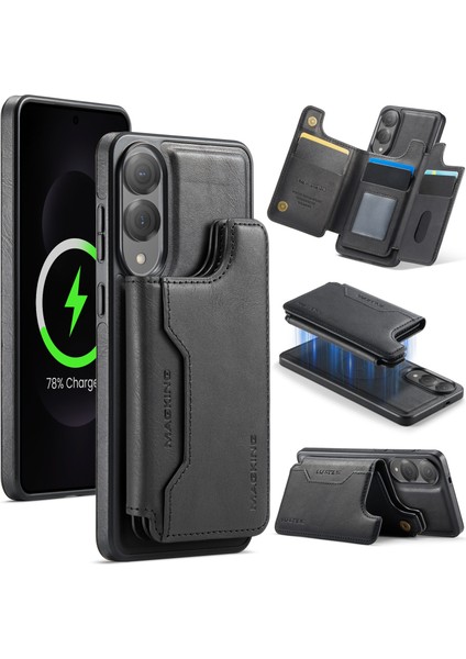 Samsung Galaxy S25 Edge Cüzdan Pc + Tpu + Pu Telefon Kılıfı Magsafe ile Uyumlu (Yurt Dışından)