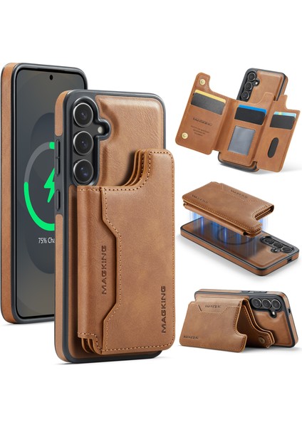 Samsung Galaxy S25 Plus Cüzdan Pc + Tpu + Pu Telefon Kılıfı Magsafe ile Uyumlu (Yurt Dışından)