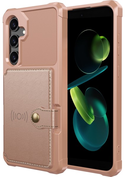 Samsung Galaxy S24 Fe Pu Deri + Tpu Telefon Arka Kapağı Kart Tutucu ile (Yurt Dışından)