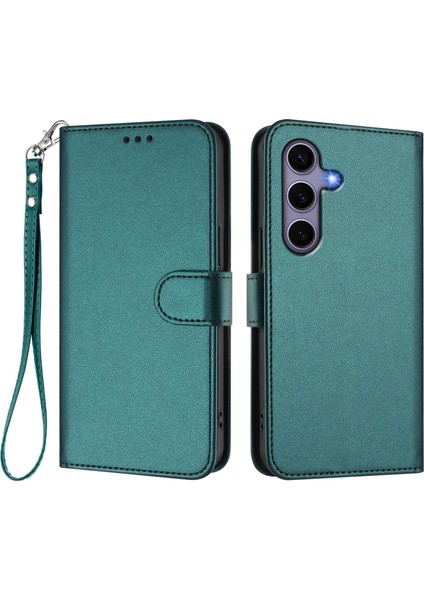 Samsung Galaxy S24 / Galaxy S25 Deri Cüzdan Standı Telefon Kılıfı Bilek Kayışı ile (Yurt Dışından)