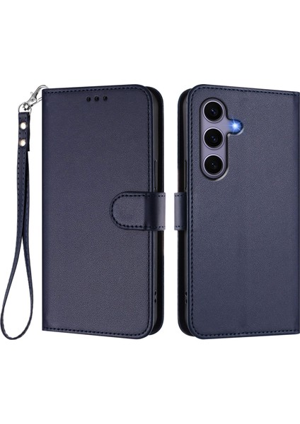 Samsung Galaxy S24 / Galaxy S25 Deri Cüzdan Standı Telefon Kılıfı Bilek Kayışı ile (Yurt Dışından)