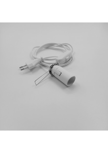 Dekoratif Tuz ve Kabak Lambası Kablosu Hazır Set Beyaz 1,5 mt