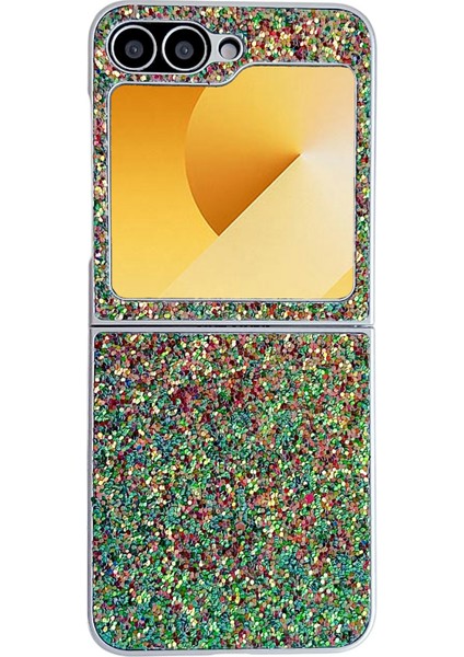 Samsung Galaxy Z Flip6 5g Kauçuk Gümüş Kenarlı Hayalet Simli Sert Pc Telefon Kılıfı (Yurt Dışından)