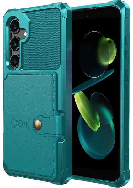 Samsung Galaxy S24 Fe Pu Deri + Tpu Telefon Arka Kapağı Kart Tutucu ile (Yurt Dışından)
