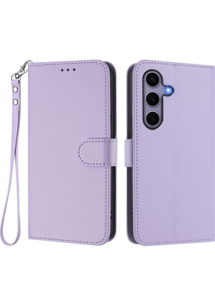 Samsung Galaxy S24 / Galaxy S25 Deri Cüzdan Standı Telefon Kılıfı Bilek Kayışı ile (Yurt Dışından)