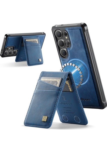 Samsung Galaxy S24 Ultra Deri Arka Kılıf Manyetik Çıkarılabilir Kart Çantası Destek Ayağı (Yurt Dışından)