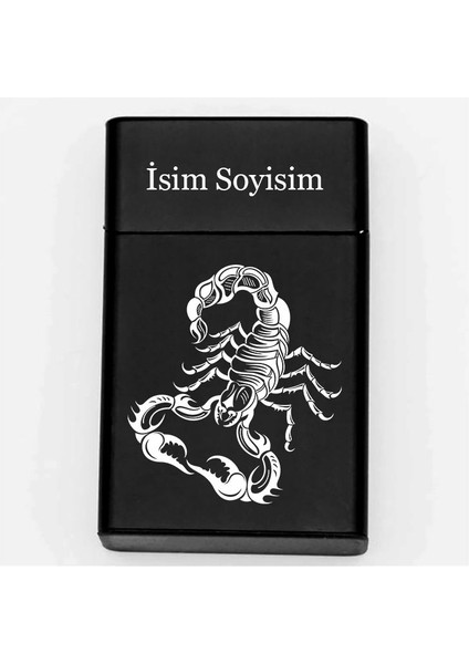 Akrep Desenli Metal Sigara Tabakası – Kişiye Özel Isimli Tütün Kutusu Hediyelik
