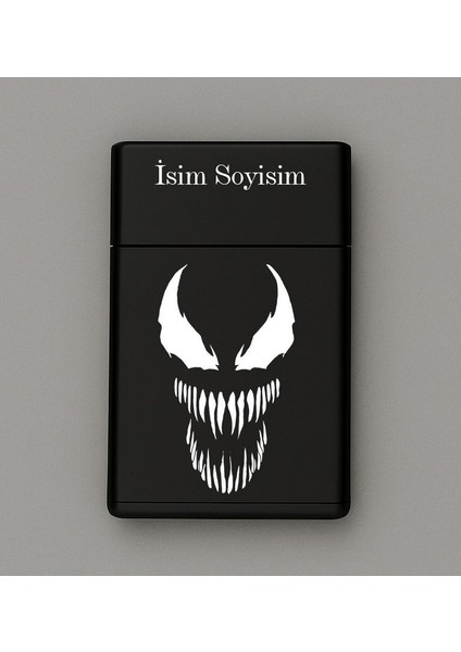 Venom Desenli Metal Sigara Tabakası – Kişiye Özel Isimli Tütün Kutusu Hediyelik
