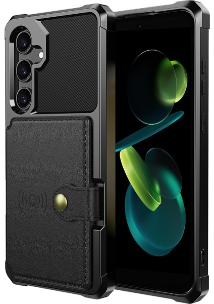 Samsung Galaxy S24 Fe Pu Deri + Tpu Telefon Arka Kapağı Kart Tutucu ile (Yurt Dışından)
