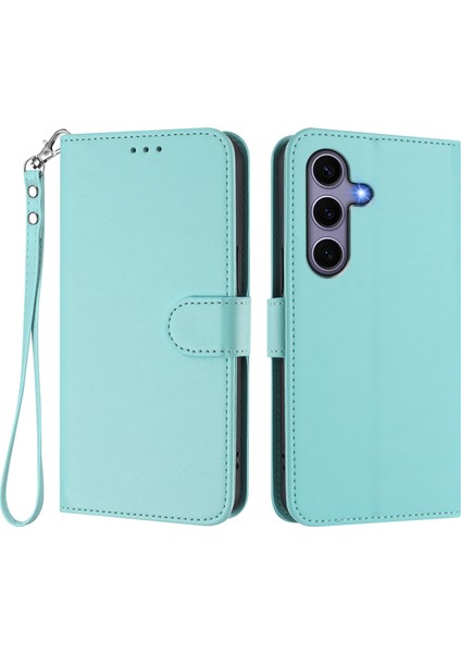 Samsung Galaxy S24 / Galaxy S25 Deri Cüzdan Standı Telefon Kılıfı Bilek Kayışı ile (Yurt Dışından)