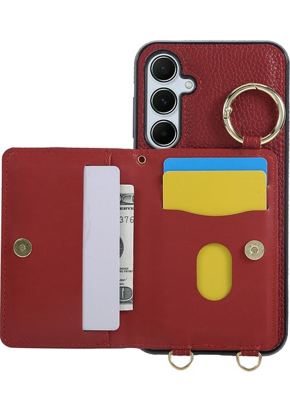 Samsung Galaxy S25 / S24 Kickstand Rhombus Deri + Tpu Telefon Kılıfı Omuz Askılı (Yurt Dışından) fiyatları