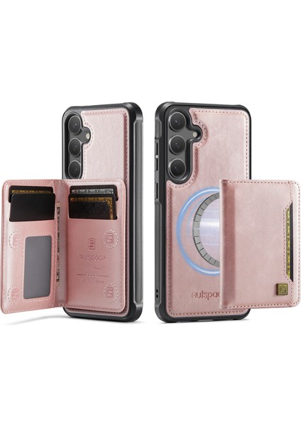 Samsung Galaxy S25 Plus / Galaxy S24 Plus Vintage Deri Arka Kapak ve Manyetik Çıkarılabilir Kart Çantası (Yurt Dışından)