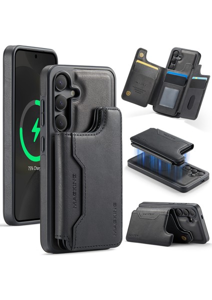 Samsung Galaxy S24 Cüzdan Pc + Tpu + Pu Telefon Kılıfı Magsafe ile Uyumlu (Yurt Dışından)