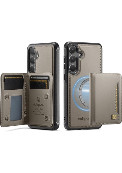 Samsung Galaxy S25 Plus / Galaxy S24 Plus Vintage Deri Arka Kapak ve Manyetik Çıkarılabilir Kart Çantası (Yurt Dışından)