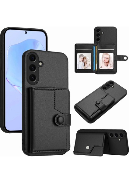 Samsung Galaxy S24 Plus Rfıd Engelleme Kart Tutucu Kickstand Tpu + Pu Deri Telefon Arka Kapağı (Yurt Dışından)