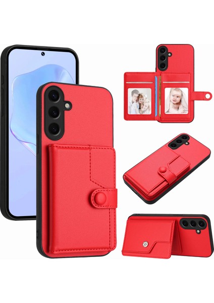 Samsung Galaxy S24 Plus Rfıd Engelleme Kart Tutucu Kickstand Tpu + Pu Deri Telefon Arka Kapağı (Yurt Dışından)
