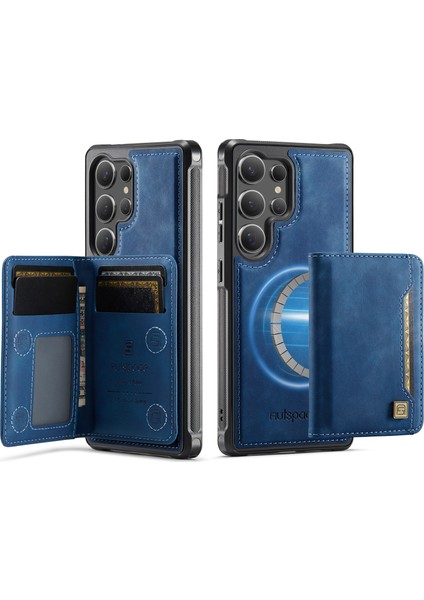 Samsung Galaxy S24 Ultra Vintage Deri Arka Kapak ve Manyetik Çıkarılabilir Kart Çantası (Yurt Dışından)