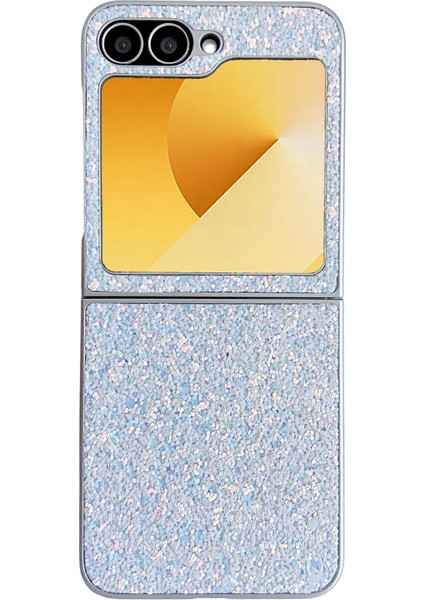 Samsung Galaxy Z Flip6 5g Kauçuk Gümüş Kenarlı Hayalet Simli Sert Pc Telefon Kılıfı (Yurt Dışından)