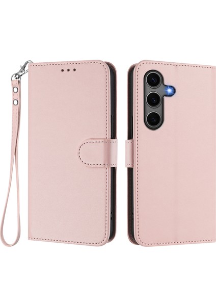 Samsung Galaxy S24 Plus / Galaxy S25 Plus Deri Cüzdan Standı Telefon Kılıfı Bilek Kayışı ile (Yurt Dışından)