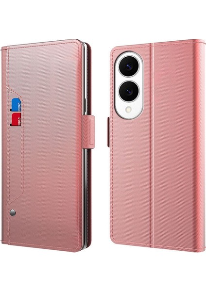 Samsung Galaxy S25 Edge Stand Pu Deri Telefon Kılıfı Kart Tutucu Ayna (Yurt Dışından)