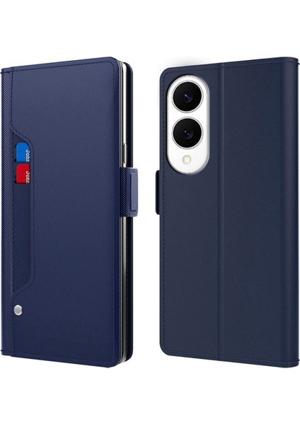 Samsung Galaxy S25 Edge Stand Pu Deri Telefon Kılıfı Kart Tutucu Ayna (Yurt Dışından)