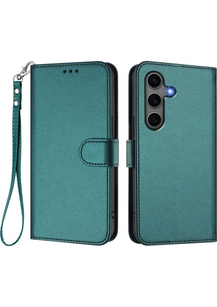 Samsung Galaxy S24 Plus / Galaxy S25 Plus Deri Cüzdan Standı Telefon Kılıfı Bilek Kayışı ile (Yurt Dışından)