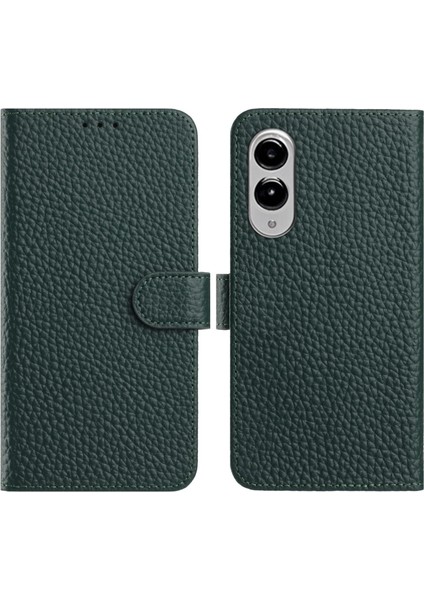 Samsung Galaxy S25 Edge Cüzdan Standı Litchi Dokusu Gerçek Inek Derisi Kapaklı Telefon Kılıfı (Yurt Dışından)